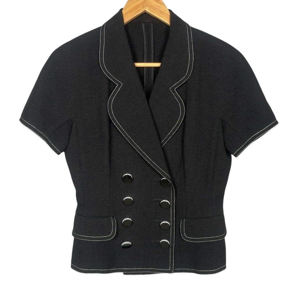 Vintage Christian Dior Japan Tailored Blazer Jacket Size 9 Contrast Stitch Chic